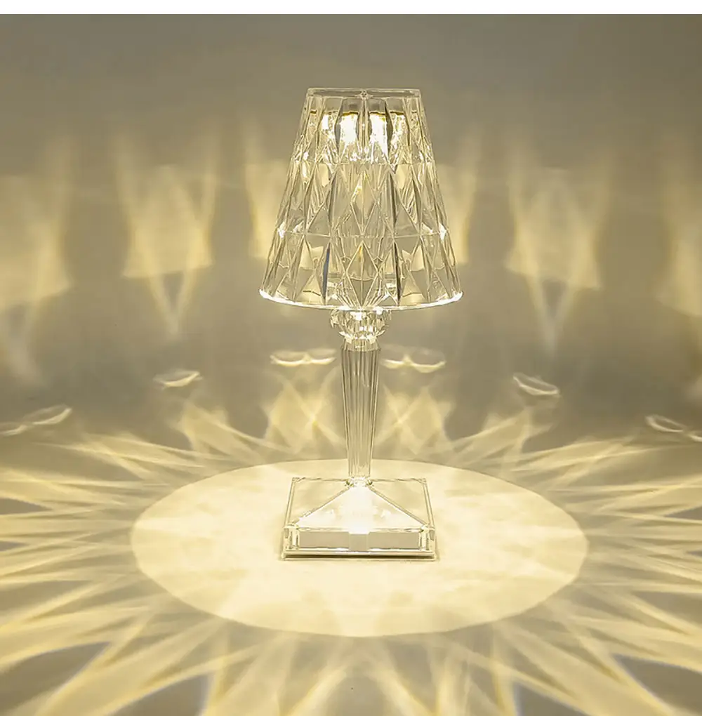 LED Diamond Crystal Projection Desk Lamp USB Charging Touch Sensor Decoration Table Lights Romantic Night Lamp