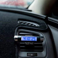 Elektronische Uhr 2 in 1 Auto Digitaluhr Auto Automotive Blau Mit Clip & Temperatur anzeige
