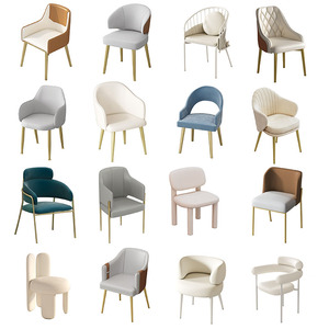 Chaise de salle à manger crème moderne de Style nordique dossier de luxe léger pour la négociation de célébrités d'Internet à la maison d'affaires - Product Image 1