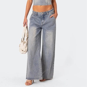 Jeans Baggy para Mujer, Personalizables OEM, Nueva Colección, Cintura Baja, Lavado Camuflado, Jeans de Moda Casual para Mujer - Product Image 1