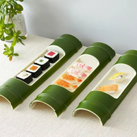 Vente en gros Vaisselle japonaise de différentes tailles Assiette spéciale en bambou Assiette à sushi et nouilles froides en plastique Échantillon gratuit