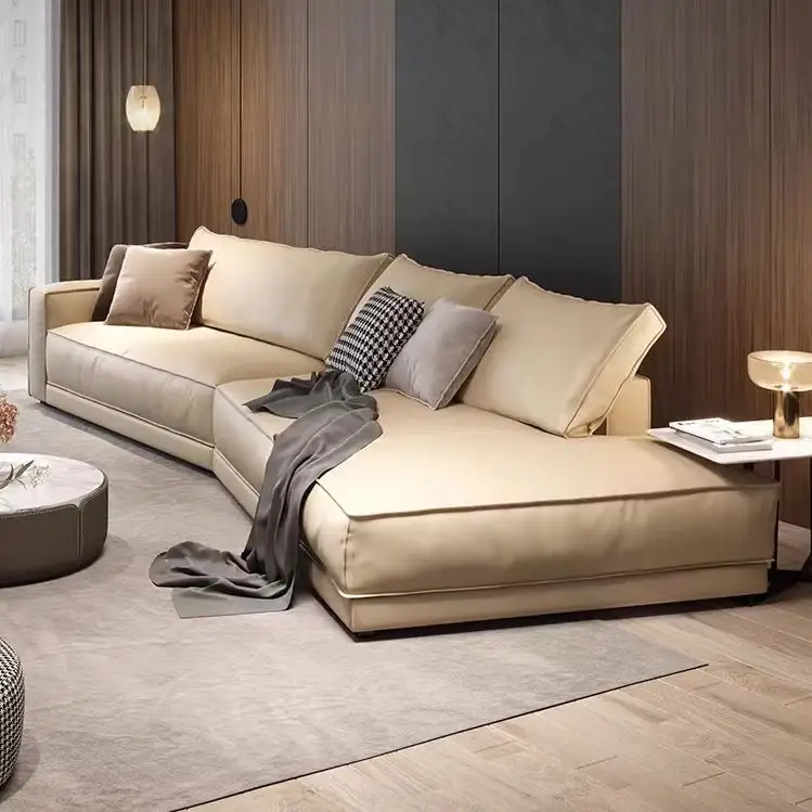 Luxus italienisches Leder Ecksofa L-Form Schnitt Couch Sofa Möbel Wohnzimmer Liege Sofa Set Möbel