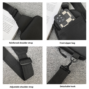 Bolso bandolera con logotipo personalizado, mochila cruzada ligera de lona para viajes al aire libre, senderismo, para hombres y mujeres, regalo promocional al por mayor. - Product Image 3
