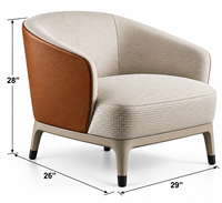 Fauteuil d'appoint contemporain bicolore rembourré, structure élégante et courbée, assise moelleuse en microfibre, idéal pour chambre et appartement