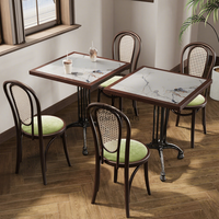Chinesischer Stil Massivholz Moderne Komfortable Café- und Restaurant-Möbelgarnitur Sitzbank-Sofa Langlebige Quadratische Esszimmerstühle Tisch