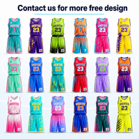 Ensemble de maillots de basketball personnalisés en maille respirante, sublimation, coupe classique, design gratuit, 100 % polyester, écologique, vente en gros directe usine
