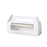 Boîte d'emballage carrée pour gâteau roulé et mousse, boîte à emporter transparente en papier blanc pour gâteau, emballage alimentaire