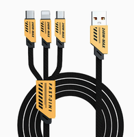 Câble de charge rapide 3-en-1 en nylon tressé de 1,2 m et 2 m, personnalisé en usine, pour Samsung et iPhone (Type C)