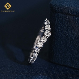 Bague demi-éternité ZUANFA JEWELRY en argent 925 avec diamant de laboratoire NGTC, sertie de griffes, taille ronde, alliance pour femme - Product Image 4