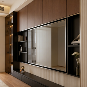 Mueble de TV Largo Minimalista, Consola Multimedia de Madera, Mueble de Almacenamiento para Entretenimiento de Salón de Longitud Completa - Product Image 6