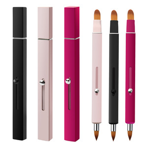 Pinceau à lèvres en aluminium rétractable double embout avec capuchon, outil de maquillage portable, vente chaude - Product Image 3