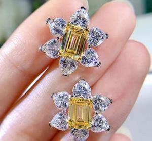 <b>Earrings</b> Citrine & Moissanite Gemstone Ring 7x5MM Octagon Citrine with 3MM <b>Heart</b> Moissanite 925 Sterling <b>Silver</b> Handmade - Product Image 3