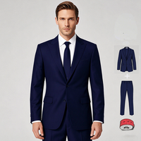 En stock – Vente en gros – Costume d'affaires 2 pièces pour homme en mélange viscose et polyester noir et bleu marine, respirant et infroissable