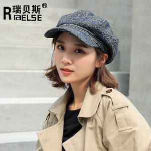 Gorro octogonal a cuadros Retro para mujer de otoño-invierno, sombrero de <span class=keywords><strong>pintor</strong></span> de lana, sombrero de boina británico para mujer - Product Image 2