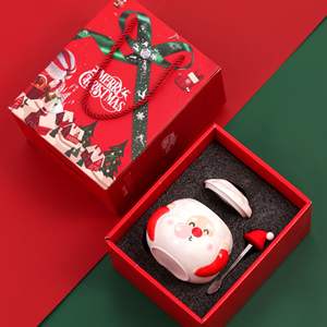 Hand-painted Christmas Ceramic Cups with LIDS <b>Large</b>-capacity Cartoon Santa Claus <b>Gifts</b>, Water Cup - Product Image 6