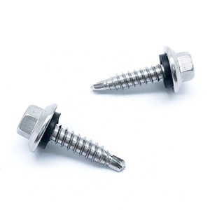 Vis autoperceuse Tek à tête hexagonale à bride, magnétisée, zinguée, avec pointe de perçage et joint d'étanchéité EPDM - Product Image 1