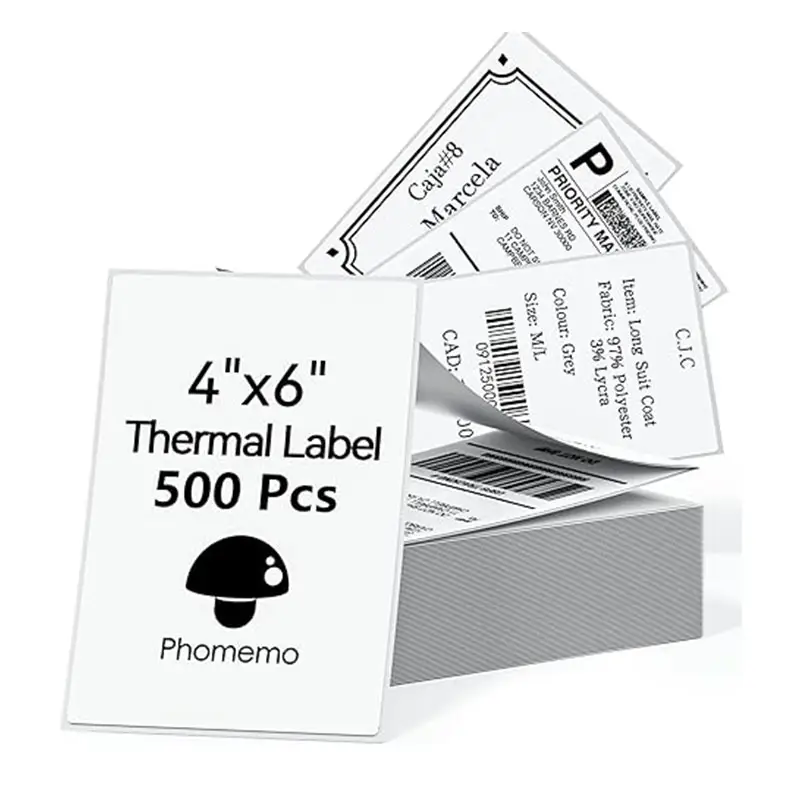 फोमो 4x6 थर्मल डायरेक्ट शिपिंग फैन-फोल्ड लेबल रोलो, मुनबाइन, ज़ेबरा, फारगो लेबल प्रिंटर के साथ संगत
