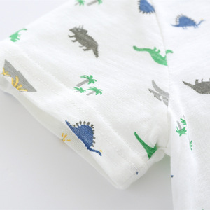 Importateur en gros de produits chinois en Inde, Delhi : T-shirt blanc à manches courtes pour enfants, motif dinosaure - Product Image 5