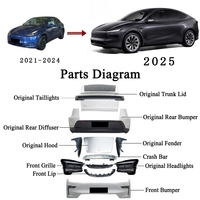 Kit de pare-chocs avant style 2025 pour Tesla Model Y 2020-2024, installation non destructive, kit carrosserie, accessoires extérieurs