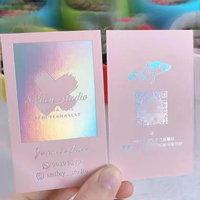 Cartes de vœux personnalisées en papier coton avec estampage à chaud argenté holographique de luxe rose, impression de cartes postales, texte doré