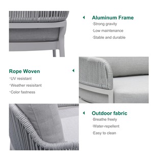 Conjunto de Sofás de Exterior de Aluminio Impermeable de Lujo Moderno y Contemporáneo Express Garden para Uso en Casas de Campo, Apartamentos, Almacenes y Patios - Product Image 5