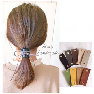 ยางมัดผมทำจากหนังที่หรูหราที่คาดผมที่มีสีสันและยางยืดหางม้าสั่งทำ - Product Image 1