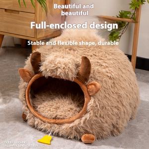 Kediler köpekler için yün yuva kare çıkarılabilir polar yuva kış Pet yatak - Product Image 3