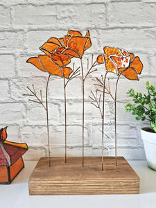 Artesanato em Vidro Colorido Art Deco Feito à Mão Painel de Flores Botânicas Decoração de Janela Artesanato em Vidro - Product Image 4