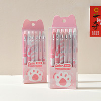 Ensemble de stylos à encre liquide effaçable Chenxi Patte de Chat, impression personnalisée, 6 carnets souples, écriture 0,5 mm, facile à effacer