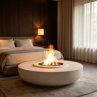 Cheminée à vapeur d'eau ronde autoportante design, flamme dynamique, contrôle intelligent pour salon moderne
