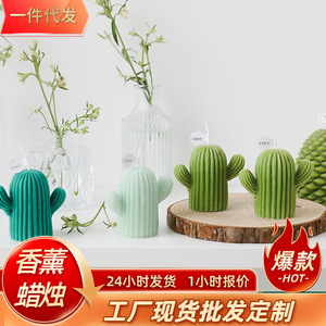 Ensemble de bougies parfumées en forme de cactus blanc, vert, rose, menthe, en cire de paraffine, décoration originale, cadeau pour la décoration de la maison - Product Image 5
