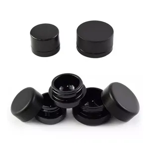 1g 2g 3ml 5ml 7ml 9ml Mini Jar konsentrat kaca bulat persegi/persegi UV hitam/putih tahan anak