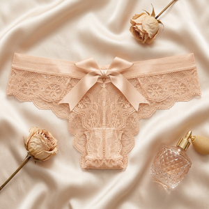 Culottes en dentelle élégantes pour femmes, transparentes et sexy, string respirant de couleur unie, taille basse, lingerie quotidienne pour femmes - Product Image 4