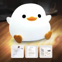 GGbingo Lampe de nuit LED moderne et rechargeable Lampe en silicone pour animaux de dessins animés Minuterie à capteur tactile Chargement USB pour décoration de chambre d'enfant