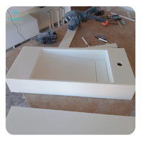 Vasque de salle de bain en acrylique massif moderne, personnalisée en usine en Chine, antibactérienne, écologique, certifiée CE, finition nickel