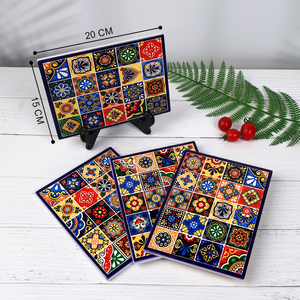 Posavasos y Salvamanteles <span class=keywords><strong>de</strong></span> Cerámica con Diseño Clásico Impresos con UV, Directo <span class=keywords><strong>de</strong></span> Fábrica, Forma Rectangular, Ecológicos, con Asa <span class=keywords><strong>de</strong></span> <span class=keywords><strong>Corcho</strong></span> - Product Image 5