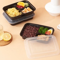 Plateau en PP cornue Récipients à emporter écologiques micro-ondables Plateaux alimentaires jetables en cornue en PP avec couvercles