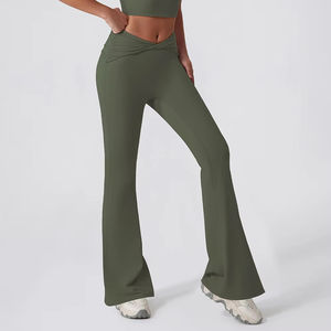 Custom Logo Yogawear Super Stretch V Twist <b>Flare</b> Yoga Pants Fitness Gym <b>Leggings</b> - Product Image 3