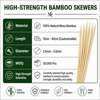 Brochettes rondes en bambou biodégradables, emballées individuellement ou en vrac, pour shish kebab et support de plantes