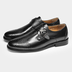 Men's Spring New Style Leather <b>Shoes</b> Fashion British Style Casual Trend Seasonal Business Formal Monk <b>Shoes</b> - Product Image 6