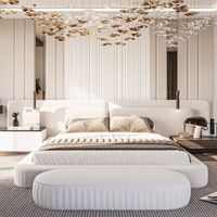 Ensemble de chambre à coucher Moontree Design pour mobilier de chambre, lit double capitonné Queen Size, mobilier d'hôtel, lit King Size de luxe en bois gris