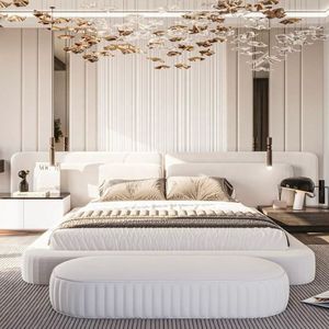 Bộ giường ngủ cỡ Queen đôi bọc nệm kiểu dáng Moontree, nội thất phòng ngủ, đồ nội thất khách sạn, gỗ cao cấp, giường King size màu xám - Product Image 6