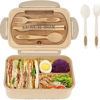 C228 Vente en gros de boîtes à lunch écologiques portables, étanches, compatibles avec le micro-ondes, 3 compartiments, boîte à salade, récipient alimentaire