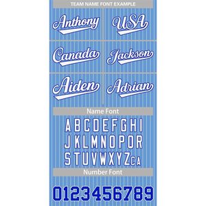 Custom Pinstripe Baseball Jersey Button Down Shirt Embroidery Personalized <b>Name</b> Number Unisex Moisture Wicking <b>Light</b> Blue - Product Image 5