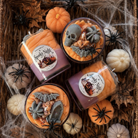 Bougie parfumée décorative personnalisée en pot, à la senteur de soja, pour desserts d'automne, en forme de citrouille, OEM, pour cadeaux d'automne et cadeaux d'Halloween