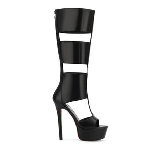 Sandalias Gladiador de Plataforma hasta la Rodilla para Mujer, Sandalias de Verano con Punta Abierta, Botas Elegantes y Sexys con Cremallera Trasera y Tacón - Product Image 6