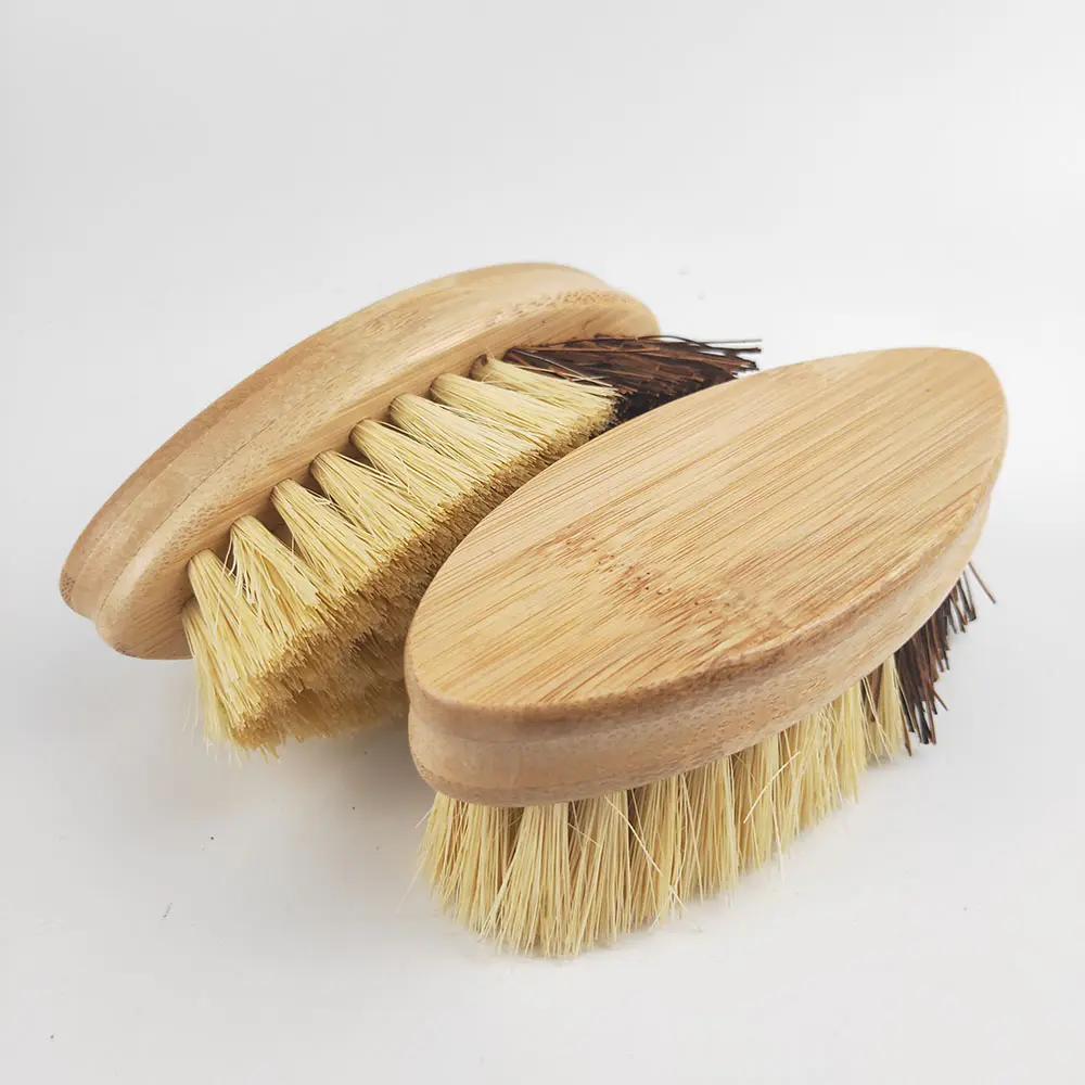 Bamboo Wooden Sisal Dish Kitchen Fruit Vegetable Cleaning Brush