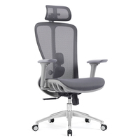Chaise de bureau ergonomique moderne en maille pour le gaming, avec support lombaire réglable, base en aluminium, garantie de 3 ans, réglable