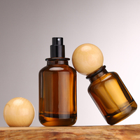 Design 2023 FEA15 Bouteilles en verre de parfum ambré à sertir 30 ml 50 ml 100 ml avec bouchon en bois