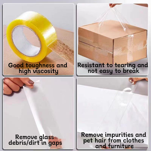 Cinta de Embalaje de PVC Transparente Autoadhesiva de Goma Activada por Agua de Una Sola Cara, Rollo Jumbo de 100M, Venta al por Mayor de Fábrica - Product Image 5